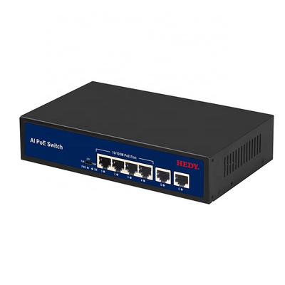 6 Ports Network PoE Switch 4 x 100Mbps PoE Ports 2 x 100Mbps Uplink Ports Network Switch PoE For CCTV camera