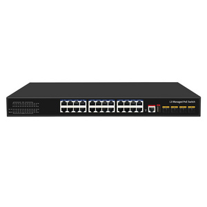 L3 poe switch 440w Managed 10/100/1000  10G SFP Ethernet Poe Switch 24 Port Gigabit Industrial Ring Network 400W Switch For CCTV