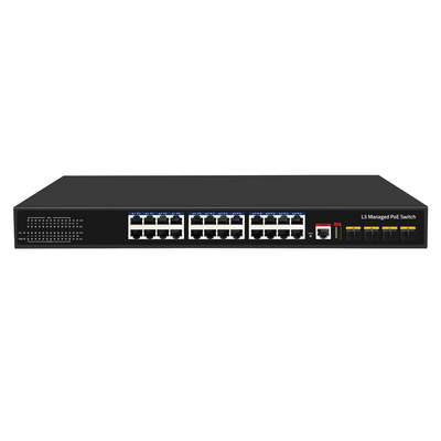 L3 poe switch 440w Managed 10/100/1000  10G SFP Ethernet Poe Switch 24 Port Gigabit Industrial Ring Network 400W Switch For CCTV