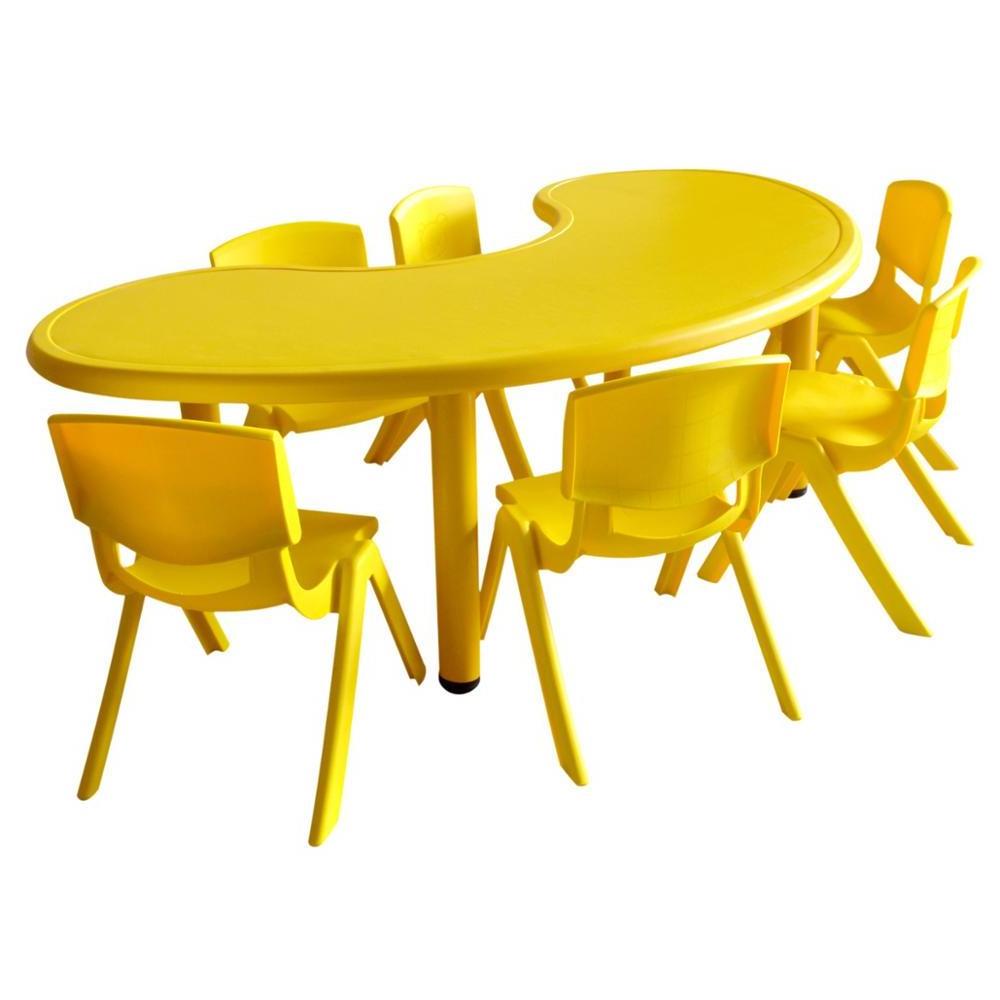 Kindergarten Plastic Wave Table Indoor Kindergarten Furniture for Preschool Kids Tables and Chairs