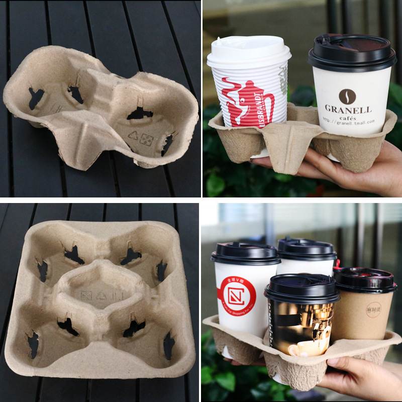 Heepack 4 Compartment Paper Tray Eco Friendly Take Away Coffee Cup Disposable Carrier Paper Cup Holder