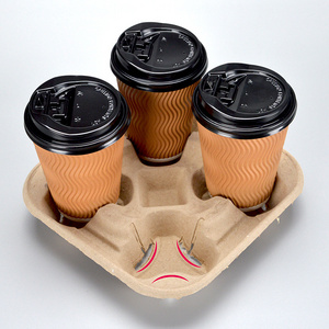 Heepack 4 Compartment Paper Tray Eco Friendly Take Away Coffee Cup Disposable Carrier Paper Cup Holder