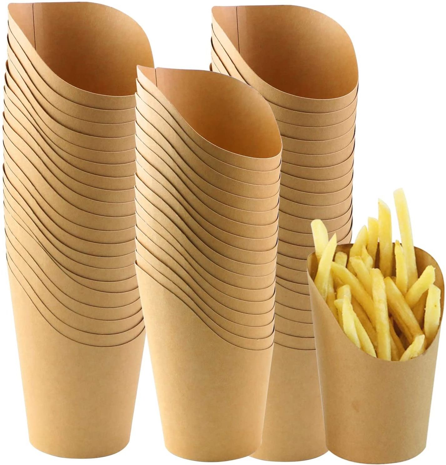 32OZ Kraft Paper Fast Food Restaurant Paper Chip Scoop French Fries Puff Eggs Holder Cup for Take Away