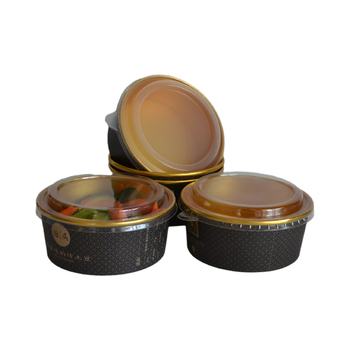 16oz 24oz 32 oz best black paper soup bowls with lids for hot food gold foiled food container paper disposable salad bowls