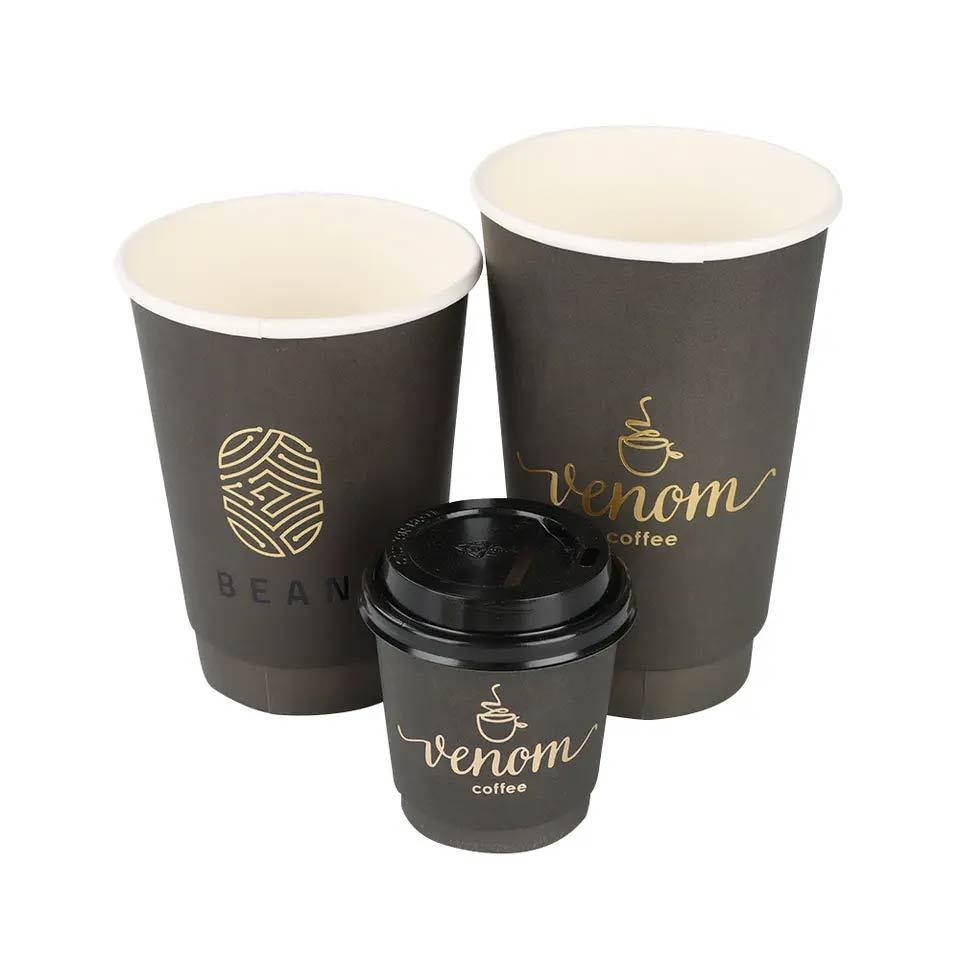 8 12 16 20 oz Biodegradable Coffee Cups Made of Craft Paper with Stamping Vanishing Customize Print Handling for Industrial Use