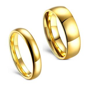 Wholesale 4mm 6mm 8mm Stainless Steel Ring Tungsten Carbide Ring 24k Gold Plated Dome Polished Finish Wedding Band