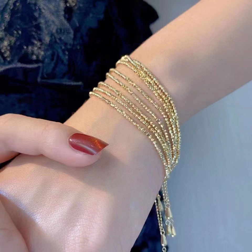 Luxury Gold Jewelry 18K Gold Glossy Bead Bracelet Au750 Gold Bead Jewelry Ladies Bridal Engagement Wedding Bracelet