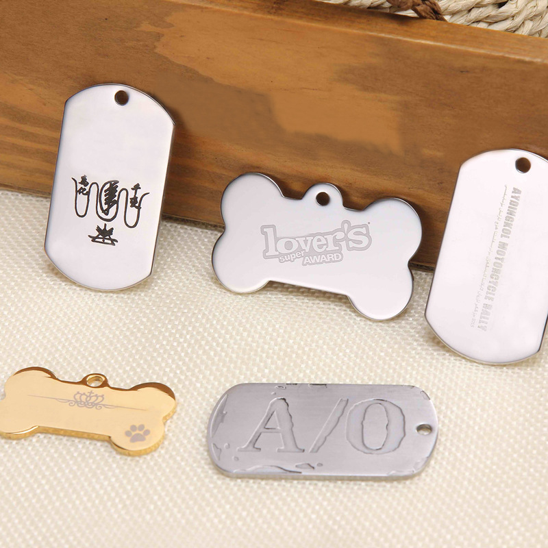 Accept Customized Custom Logo Dog Custom Logo Dog Stainless Steel Blank Pendant Engravable Jewelry Blanks 18k Plated