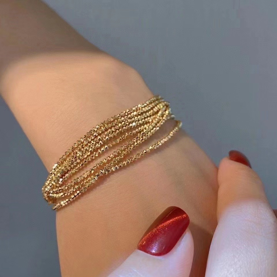 Luxury Gold Jewelry 18K Gold Glossy Bead Bracelet Au750 Gold Bead Jewelry Ladies Bridal Engagement Wedding Bracelet