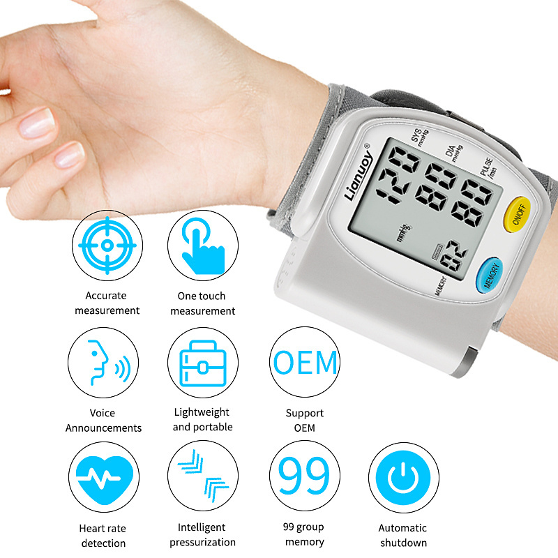 Lianuoy Custom Wrist Sphygmomanometer Price With Voice Family Health Bp Check Machine Blood Pressure Monitor Digital