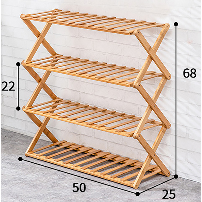 New Arrival Bamboo Foldable Multilayer Free-Installation Portable Shoe Rack Shelf Storage Organizer For Entryway Closet Hallway