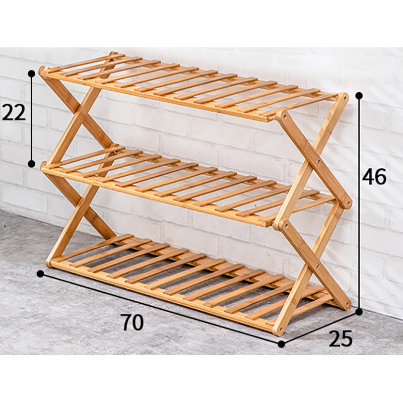 Wholesale Custom Bamboo Foldable Stackable Free-Installation Room Shoe Racks Stands Shelves 6 Layers Storage Organizer