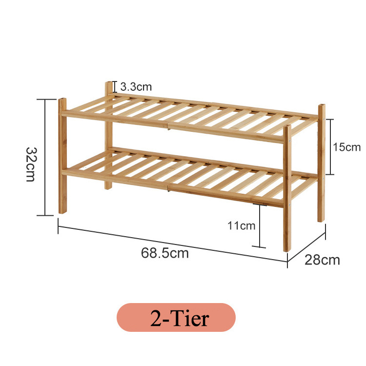 Manufacturer OEM Custom Bamboo Stackable 5 Tier Storage Shoe Rack Organizer For Entryway Closet Hallway