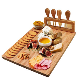 Custom Wholesale Bamboo Wood  Cutting Cheese Board set with Knife