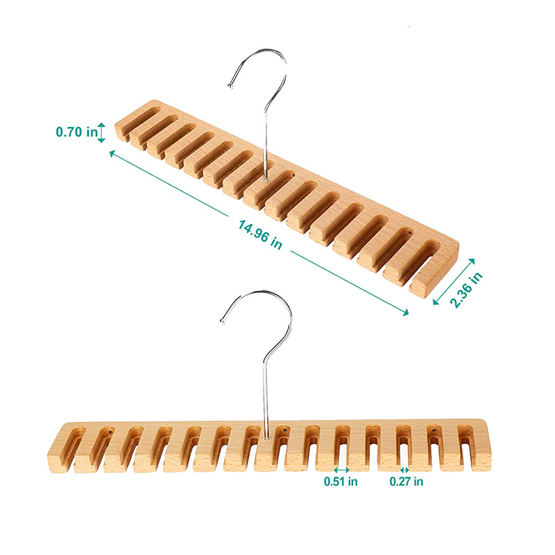 Wholesale Custom Eco - Friendly Bamboo Wall Mount Belt Tie Hangers Rack Holder Storage Organizer For Closet