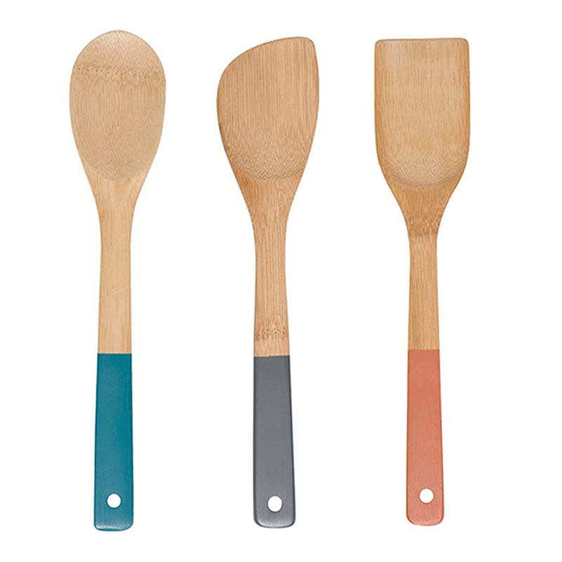 Natural Bamboo Kitchen Cooking Utensils Wholesale 6 Piece Tools Spoon Fork Spatula Set