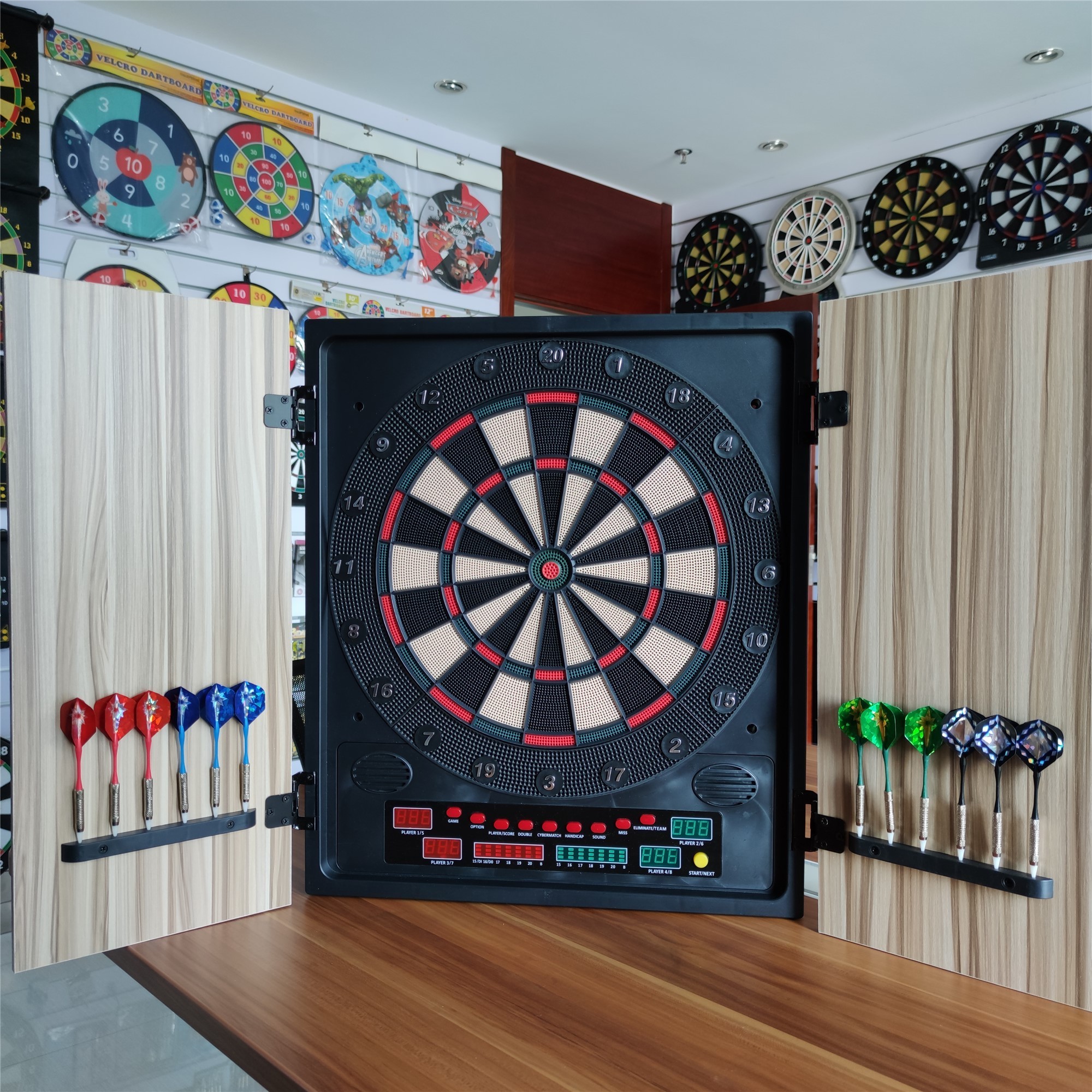 Newest indoor LED automatic scoring display  electronic cabinet dartboard for dart games dartboard electronic