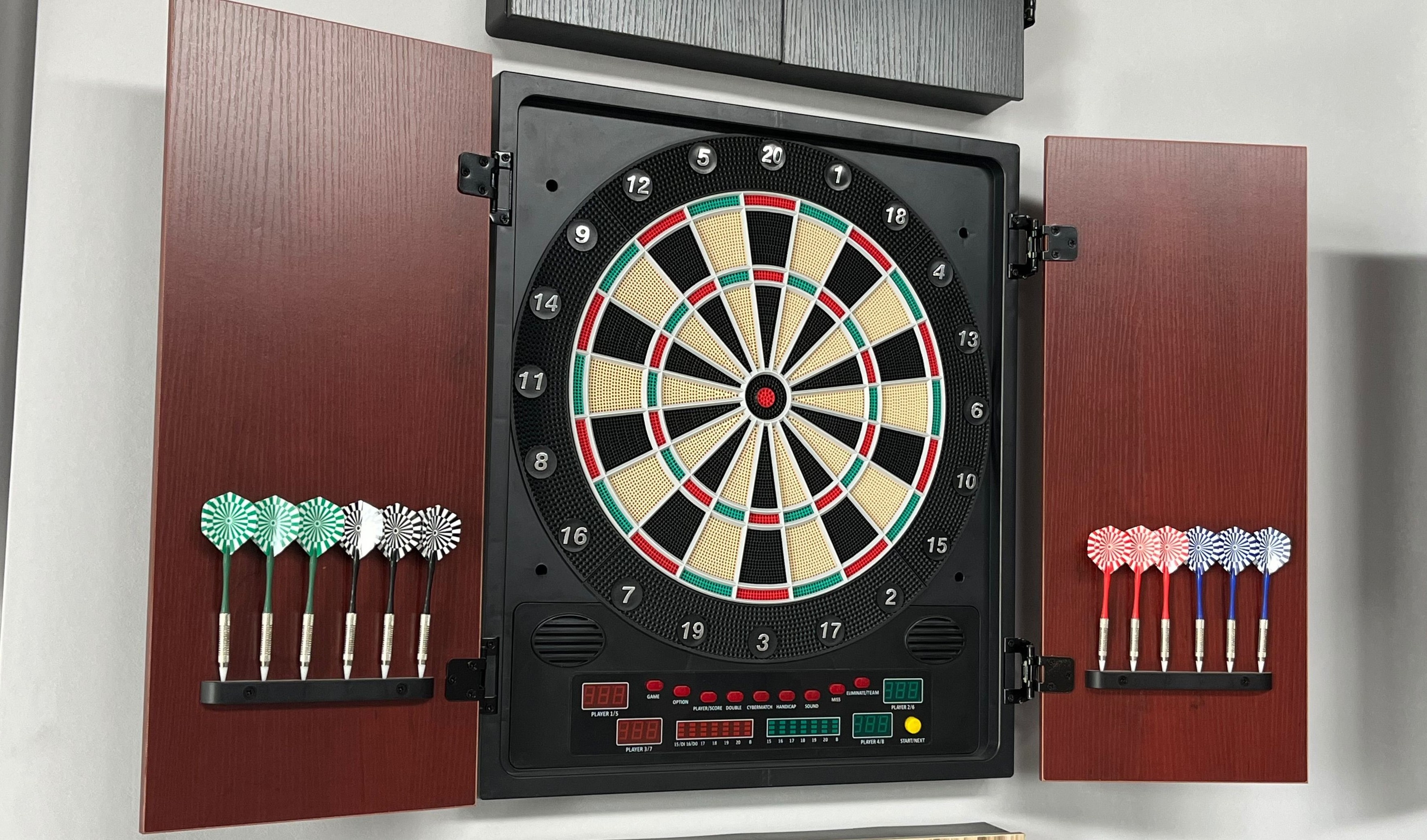 Good quality custom new design indoor games Electronic Cabinet Dart Board safety dartboard  with soft tip darts