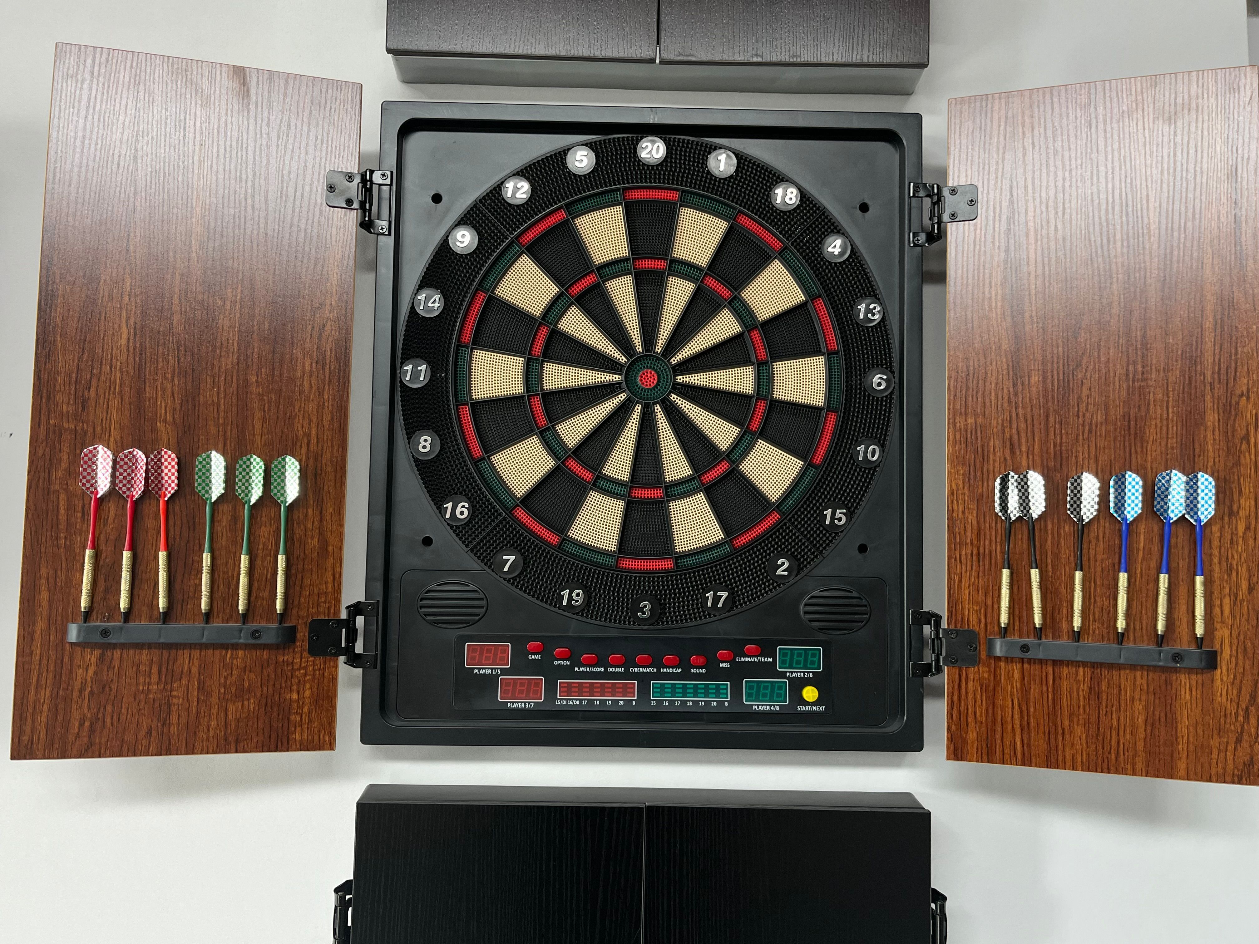 Good quality custom new design indoor games Electronic Cabinet Dart Board safety dartboard  with soft tip darts