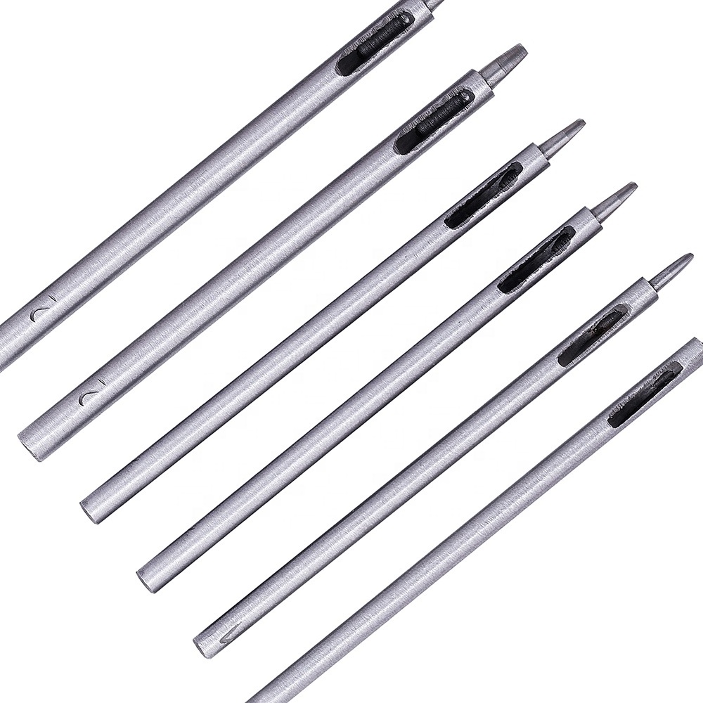 6Pcs 0.5-2.5mm  Professional Steel Leather Hole Punch Tool Puncher Hollow Craft Set Punching Belt Tools