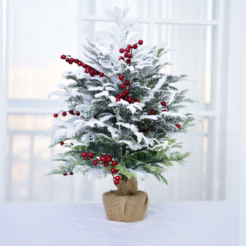 Simulated christmas tree table decorations mini white snow flocked christmas tree