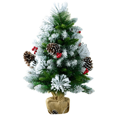 Simulated christmas tree table decorations mini white snow flocked christmas tree