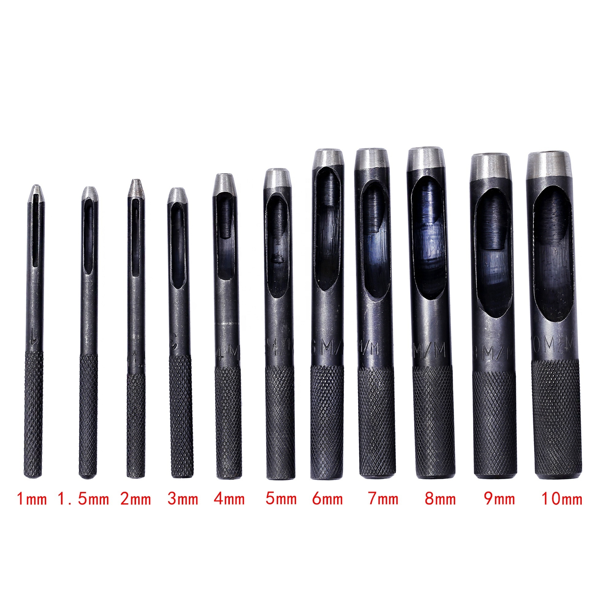 11pcs 1-10mm Steel Leather Hollow Hole Punch Tools Set DIY Leather Craft Punching Tools