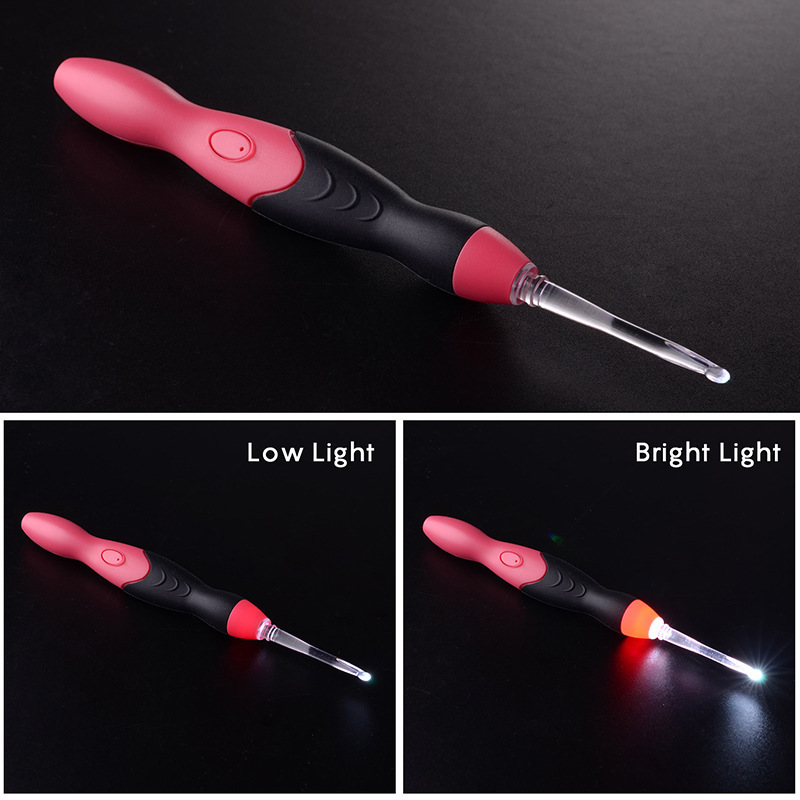 Product LED Interchangeable Head Crochet hooks set 11 in 1 USB Charging Adjustable Brightness led crochet hooks