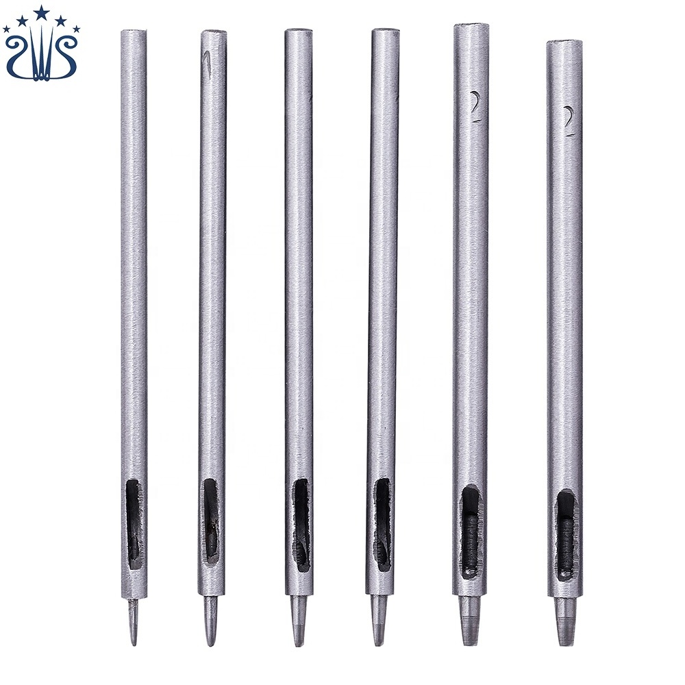 6Pcs 0.5-2.5mm  Professional Steel Leather Hole Punch Tool Puncher Hollow Craft Set Punching Belt Tools