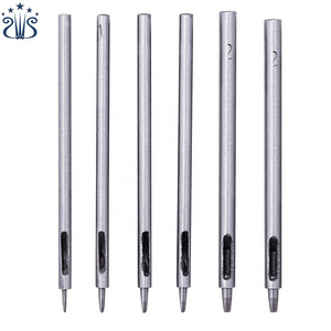 6Pcs 0.5-2.5mm  Professional Steel Leather Hole Punch Tool Puncher Hollow Craft Set Punching Belt Tools