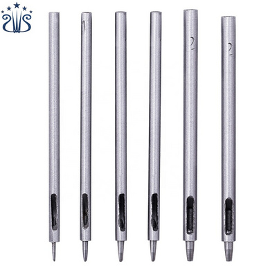 6Pcs 0.5-2.5mm  Professional Steel Leather Hole Punch Tool Puncher Hollow Craft Set Punching Belt Tools