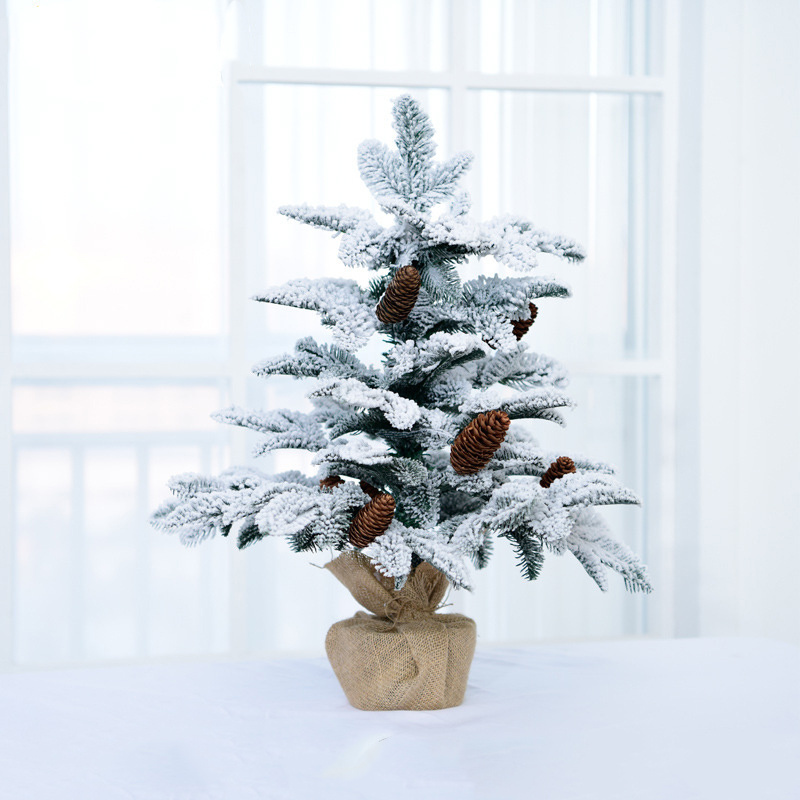 Simulated christmas tree table decorations mini white snow flocked christmas tree