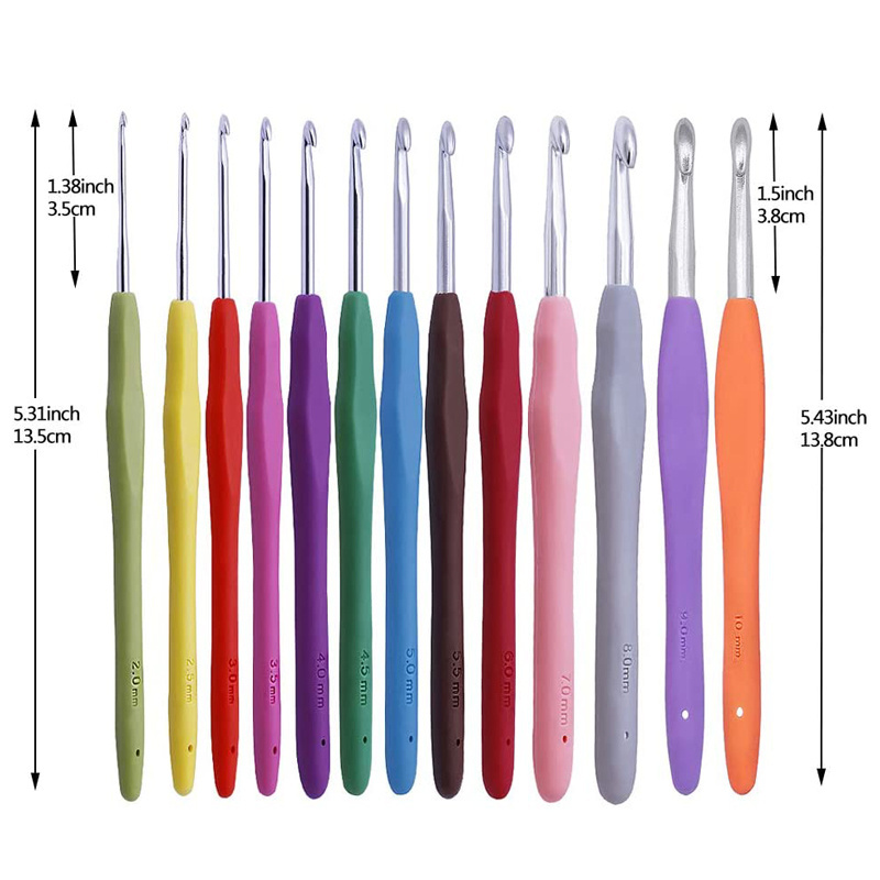 GZ-002 38 Pcs  Crochet Needles Set Soft Grip Crochet Hooks Kit Crochet Accessories