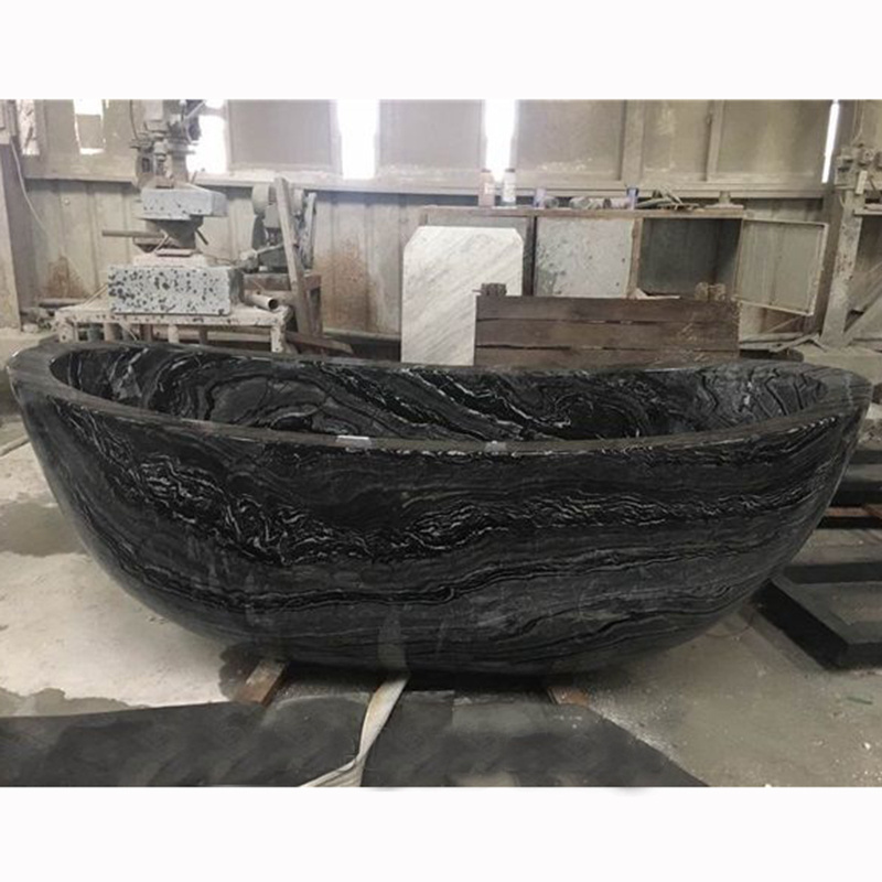 Wholesale Custom Hand Carved Freestanding Black Stone Marble Bathroom Bath Tub And Shower Bathtub For Sale