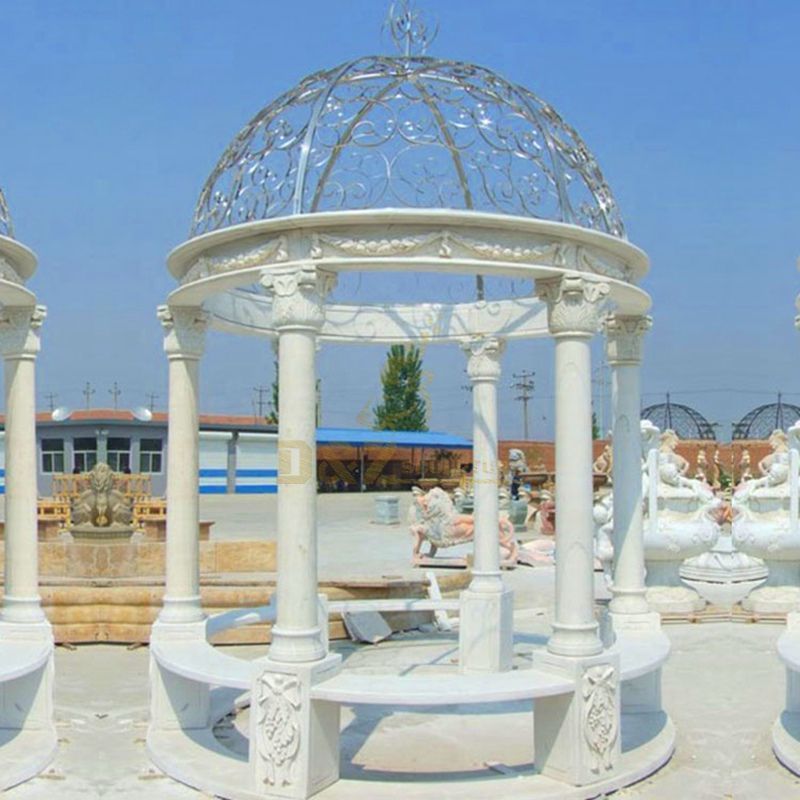 High Quality Outdoor Garden Marble Pavilion Gazebo Stone Marble Statue Column Gazebo Pavilion For Sale