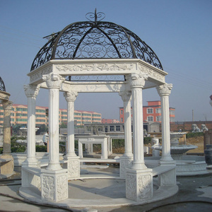 Custom Popular gorgeous stone pavilion hand carved marble gazebo pergola outdoor marble column gazebo For Garden Decoration