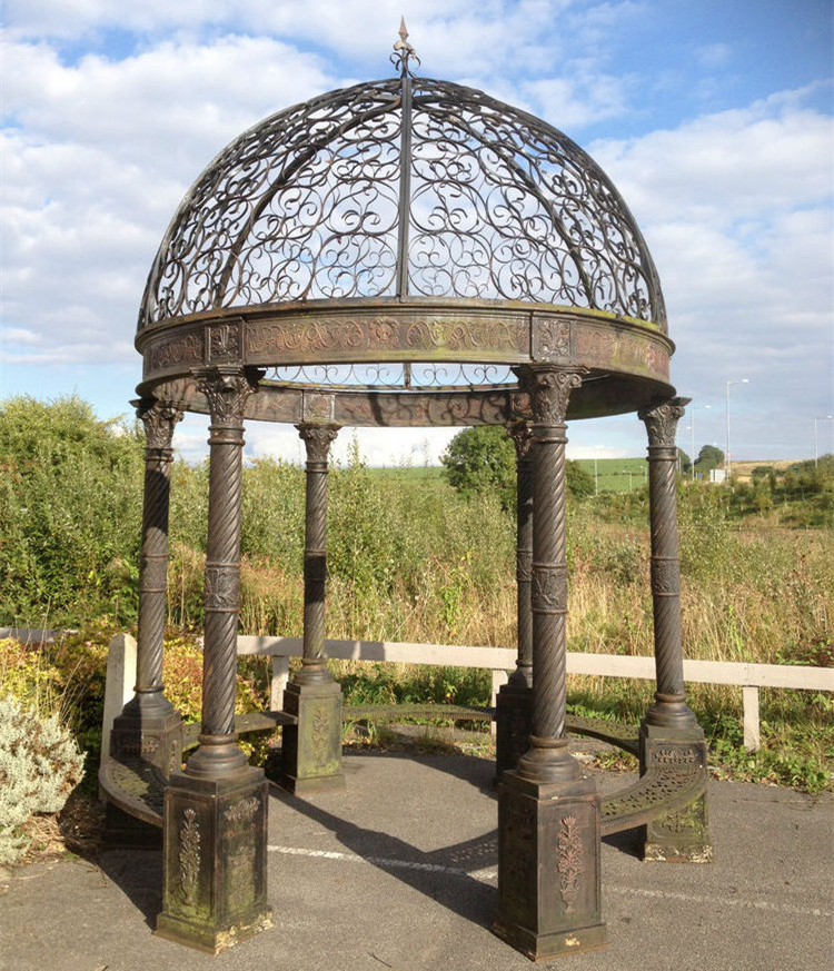 Custom Handmade Outdoor Garden Large Size Egyptian Beige Marble Round Gazebo Wedding Decorations With Column