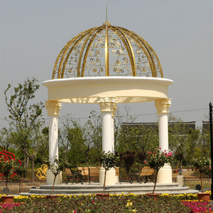 Custom Handmade Outdoor Garden Large Size Egyptian Beige Marble Round Gazebo Wedding Decorations With Column