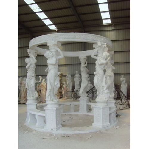 Wholesale Cheap Large Pergola Gazebo Backyard Wedding Outdoor Marble Natural Stone Round Column Terrace Gazebo Flowers for sale