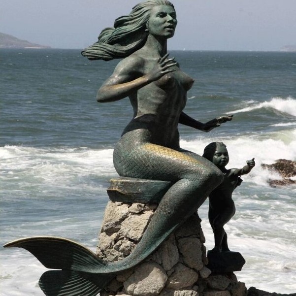 Custom Western Style Life Size Metal Mermaid Sculpture Large Beautiful Cast Bronze Mermaid Statue