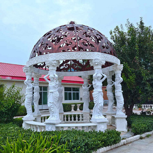 High Quality Outdoor Garden Marble Pavilion Gazebo Stone Marble Statue Column Gazebo Pavilion For Sale