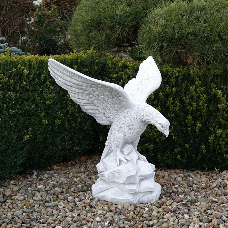 Hot Sell Large Eagle Brown Black Sculpture Marble Stone Eagle Statue For Garden Decoration