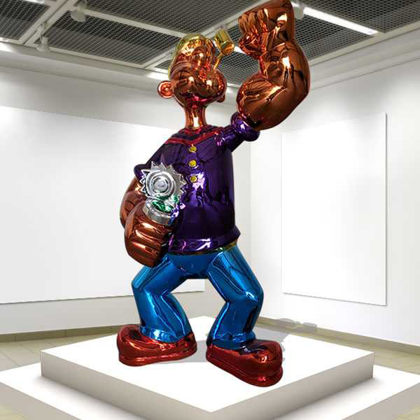 Customized Famous Cartoon Art Fiberglass Statue Popeye Sculpture Popeye Life Size Statue For Indoor Outdoor Decoration