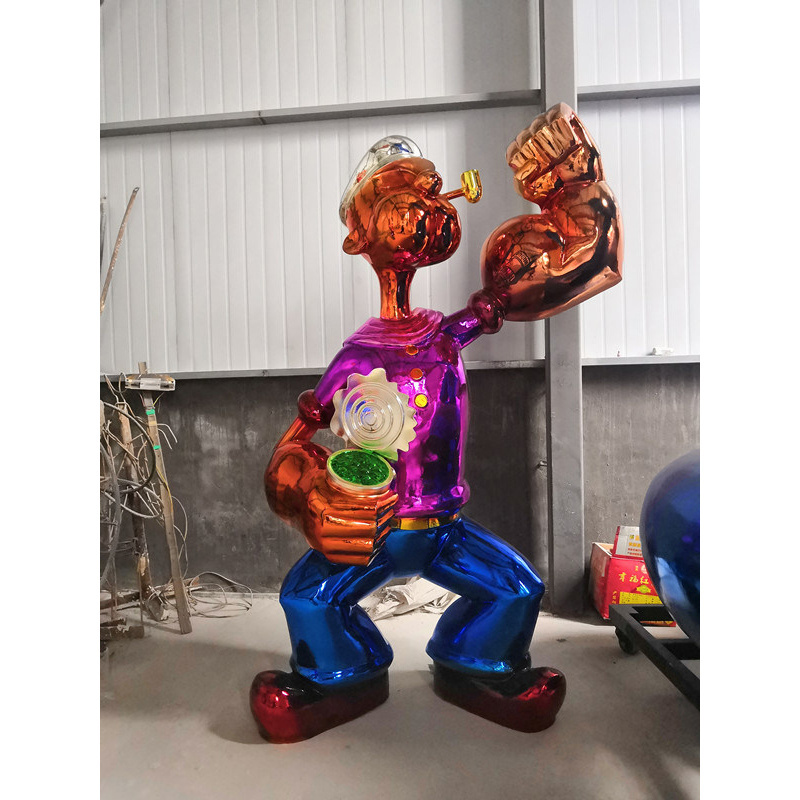 Customized Famous Cartoon Art Fiberglass Statue Popeye Sculpture Popeye Life Size Statue For Indoor Outdoor Decoration