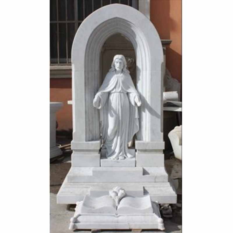 Hot Sale Unique Cemetery Headstones Large luxury Red Granite Marble Virgin Mary Statue Gravestone Tombstone Prices