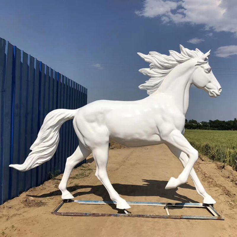 Custom Fiberglass animal statue molds mosaic life size resin white horse for sale