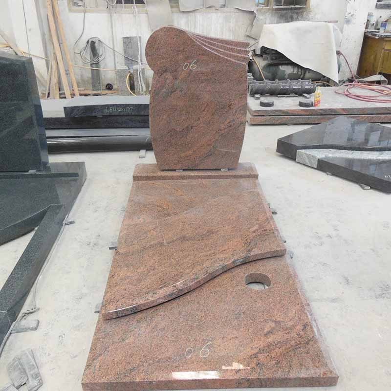 Hot Sale Unique Cemetery Headstones Large luxury Red Granite Marble Virgin Mary Statue Gravestone Tombstone Prices