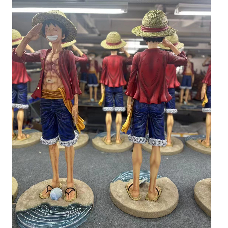 Hot sale Gear 5 luffy life size One Pieces Anime Figure sculpture fiberglass resin crafts Glowing Statue Model For Home Decor