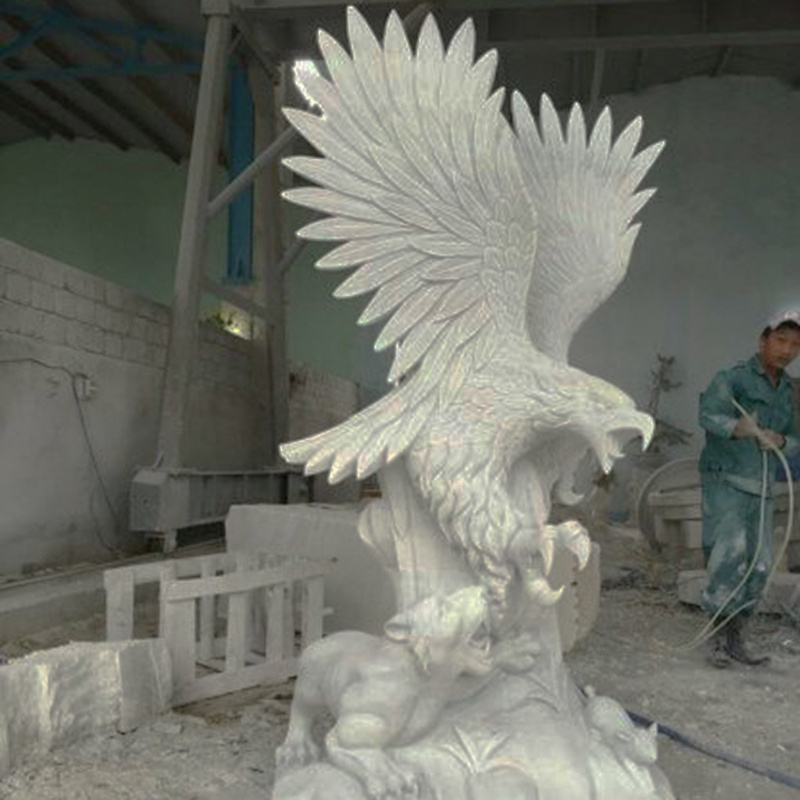 Hot Sell Large Eagle Brown Black Sculpture Marble Stone Eagle Statue For Garden Decoration