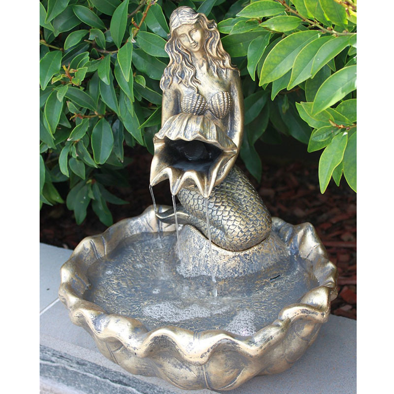 Factory Outdoor Garden art sculpture life size bronze mermaid statue and dolphin water fountain